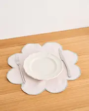 Rosewater & Sage 100% French Flax Linen Petal Placemats (Set of Four)