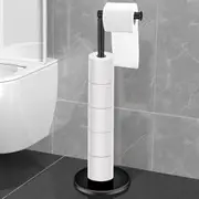 Foldable Stainless Steel Toilet Paper Stand with Storage, Black