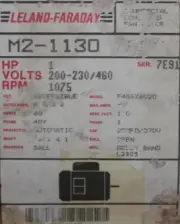 Leland Faraday Motor M2-1130 1 HP 1725 RPM 200-230/460 Volt F43SX6V20 TN-0154