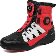 ZHENSI Waterproof Motorcycle Boots Men Street Racing Boots Lightweight Non-Slip Rotation Closure Motorbike Sneakers