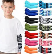 [Mepase] 14 Pairs Arm Sleeves for Kids UV Sun Protection Cooling Arm Compression Cover Boy Girl Toddler Sport Football