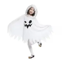 在飛比找momo購物網優惠-【橘魔法】搞怪白色幽靈連帽披風 (斗篷 萬聖節服裝 角色扮演