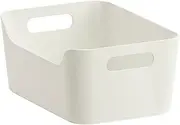 Open Storage Box,Kitchen Cabinet and Pantry Storage Organizer Bin - Two Cut-Out Handles That Make 9.4 x 6.7 x 4.3 Inches (White)