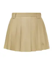 Pleated Cotton Blend Mini Skirt IT42,IT38 light brown