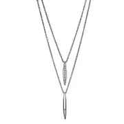 0.13 CT. T.W. Natural Diamond Linear Bar Double Strand Necklace in Sterling Silver - 20"