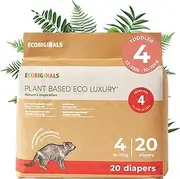 Ecoriginals - 20 Eco Toddler Nappies - Baby Nappies Size 4 with 100% Plant-based Layers, Disposable & Hypoallergenic Baby Essentials for Kids - Secure Fit Nappies (10-15Kg), 1 Pack