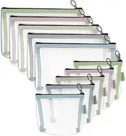 GTILE Small Zipper Pouch, 5 Pcs 4.9 x 8.2 Inches Clear Pouch and 5 Pcs 3.7 x 3.9 Inches Mini Clear Coin Purse Portable Travel Makeup Cosmetic Mesh Zipper Bags