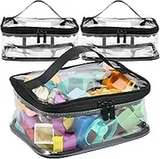 3 Pcs Toy Storage Bags Clear PVC Toy Organizing Bags with Zipper and Handle Reusable Board Game Storage Waterproof Toy Storage Organizer for Building Blocks Toys Books(black)