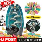 Incense Burner Mountain Waterfall Smoke Backflow Ceramic Cone Holder + 110 Cones