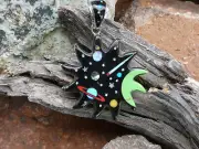 Galaxy Sun Starry Night Micro Inlay Gemstone Sterling Silver 925 Pendant NEW E52