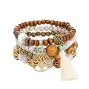 Tree of Life Bracelets for Women Bohemian Stretch Wood Beaded Bracelets for