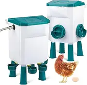 CLOUDSEASON Chicken Waterer Float Controlled for Continuous Water Large Capacity 12KG Auto Chicken Feeder and 11L Poultry Waterer with 145cm Water Hose (One End 2cm)
