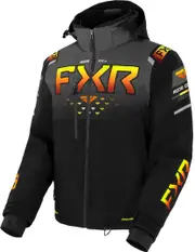 FXR Helium X 2-in-1 2023 Snowmobile Jacket, black-grey-orange, Size M for Men Black Grey Orange