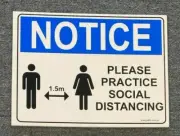 NOTICE SOCIAL DISTANCING CORFLUTE SIGN A3 SIZE
