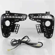Fog Light Car LED DRL Daylights For Rio K2 2017 2018 12V Yellow Turn Signal Daytime Running Headlamps Auto Driving Fog Lamp
