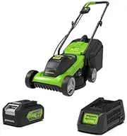 [Greenworks] 24 V Lawn Mower Kit with 4Ah Battery and Fast Charger, 32 cm