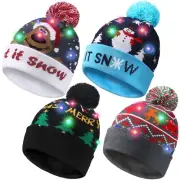 4 Pieces LED Christmas Knitted Hat Light Up Beanie Cap Unisex Novelty LED Win...