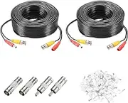 uxcell BNC Video Power Cable,20m/66ft All-in-One Security Camera Wire Cord DC Extension Wire for CCTV Security DVR Camera System Installation Plug & Play Cord,2 Set Black