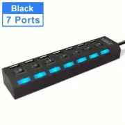 7 Ports 4 Ports LED USB 2.0 Adapter Hub Power On Off Switch For PC, Laptop