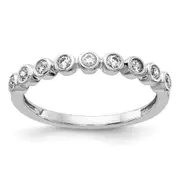 Solid 14k White Gold 9-stone Bezel-set Simulated CZ Band