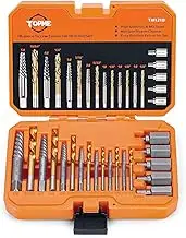 Topme 19 Piece Screw Extractor and Left Hand Drill Bits Set, Easy Out Screw Extractor Set with HSS Steel Reverse Drill Bit for Removing Stripped Damaged Broken Screw,Bolts,Nuts