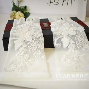 新娘手套 韓式精致蕾絲繡花長短款手套新娘結婚飾品 全館免運