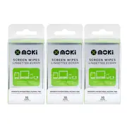 3x 10pc Moki Disposable Antistatic/Alcohol Free Laptop/Computer Screen Wipes