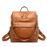 Nevenka Women's Fashion Purse Backpack Multipurpose Design Backpack PU Leather Travel bag-Brown