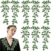 4 Pairs Green Lace Forest Leaves Vine Applique Patches Leaf Sewing Embroidery Applique Bohemian Shoulder Collar Embellishment Decorative Patches for Clothing Bags DIY Accessory Craft
