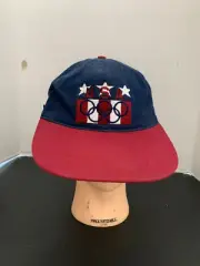 CHAMPIONS USA OLYMPICS BLUE & RED ADJUSTABLE TRUCKERS HAT MADE IN USA