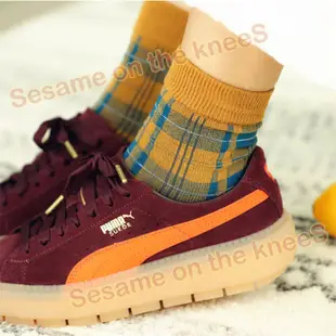 【現貨】復古拚色格紋中筒襪 秋冬襪子 韓國襪子 日本襪子 撞色風格 puma platform