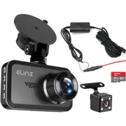 Elinz Car Dash Camera 3" HD 1080P FHD DVR Recorder Front and Rear Dual Cam Free Hardwire Kit 32GB