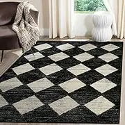 Machine Washable Area Rugs for Bedroom Aesthetic, 4x6 Soft Living Room Area Rug Non Slip Entryway Rugs, Moroccan Trellis Printed Black and White Indoor Kitchen Carpet for Bedside Office Gift