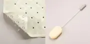 COMBO Long Bathing Sponge +Non Slip Suction Bath Shower Mat Medical Grade Rubber