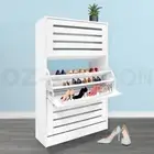Shoe Cabinet Shoes Storage Rack Organiser Wooden Shelf 3 Doors 45 Pairs White