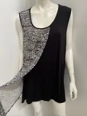 NWT ~ ts VIRTUELLE [sz M 18] black print jersey overlay tank top