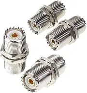 UHF Connector Female Nut Bulkhead Panel Mount to SO239 Jack RF Coaxial Coax Cable Adapter Plug FOR PL-259 (Pack 4Pcs)
