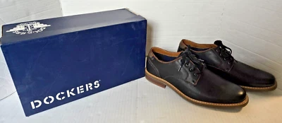 New Mens 11 M Dockers Bronson Black Leather Business Casual Dress Shoes w/ Box