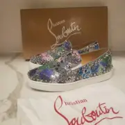 Christian Louboutin PIK BOAT Sequin Splash Spiked Stud Flat Sneaker Shoes $845