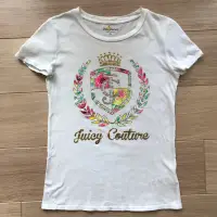 在飛比找蝦皮購物優惠-Juicy Couture 經典圖騰白色水鑽短袖T恤 上衣(