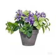 6-Inch Artificial Purple Flowers in Pot Small Fake Plants for Home Decor,
