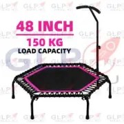 48'' Mini Trampoline Handrail Fitness Exercise HOME GYM Rebounder SAFETY & QUIET