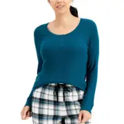 $34.50 Charter Club Women's Ribbed Henley Pajama Top Rayon-Teal Evergreen [XL]