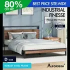 ALFORDSON Metal Bed Frame Double Size Industrial Platform Mattress Base Wood