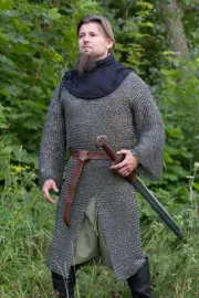 Mild Steel Chainmail Shirt Round Riveted Chainmail Full Sleeve Reenactment LARP