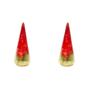 2PK LVD LED Glass Tree Ruby Small Home/Office/Table Decor Display 8x22cm Red