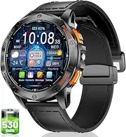 LIGE GPS Smart Watch for Men with 530mAh Battery(Make/Answer Call),1.43" Amoled Always-on Smartwatch with Heart Rate SpO2 Sleep Monitor,IP68 Fitness Tracker with 180 Sports Modes for Android iOS,Black