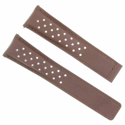 19MM LEATHER BAND STRAP FOR TAG HEUER CARRERA MONACO TWIN TIME L/BROWN PERFORAT