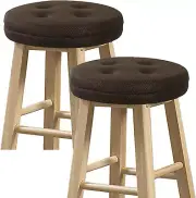 Set 2 Bar Stool Cushions 14x14 In Breathable Round Bar Stool Cover Seat Brown