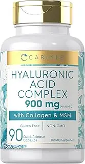 Carlyle Collagen with Hyaluronic Acid 900mg | 90 Capsules | with MSM | Hydrolyzed Collagen Complex | Non-GMO, Gluten Free Supplement